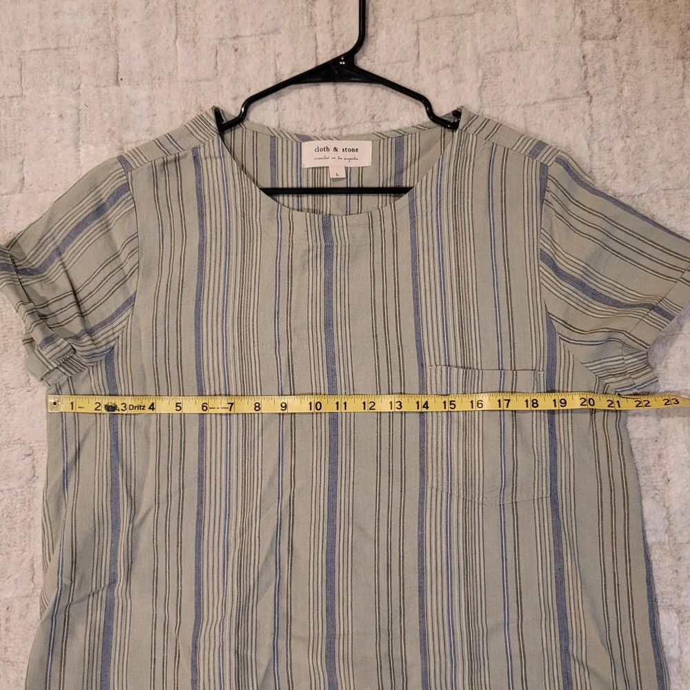 Anthropologie CLOTH & STONE Olive and Navy Striped Shift‎ Dress